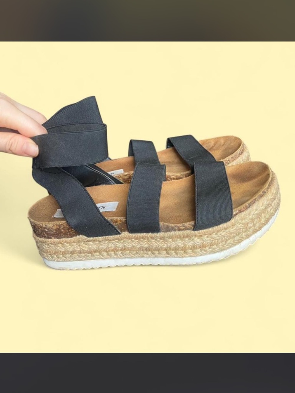 Steve Madden Black Platform Sandals with Ankle Wrap